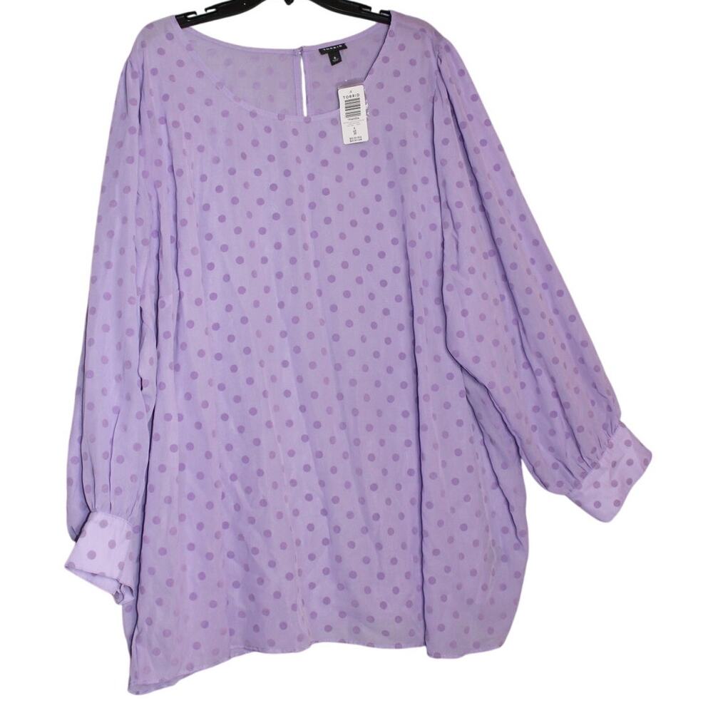 Torrid NWT Womens Chiffon Dot Purple Puff Sleeve Plus‎ Size 6